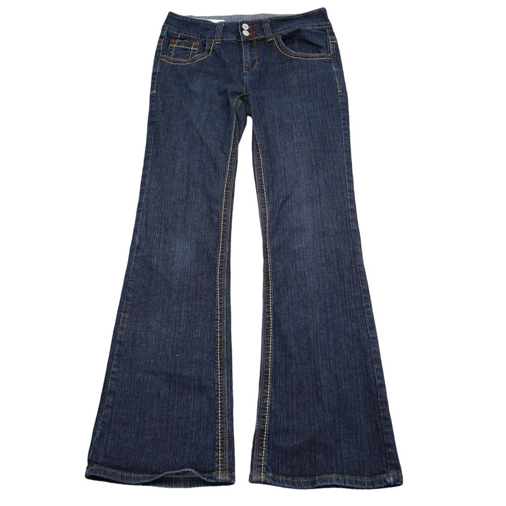 Modbe Pants Womens 12 Blue Bootcut Mid Rise Button Pocket Dark Wash Denim Jeans